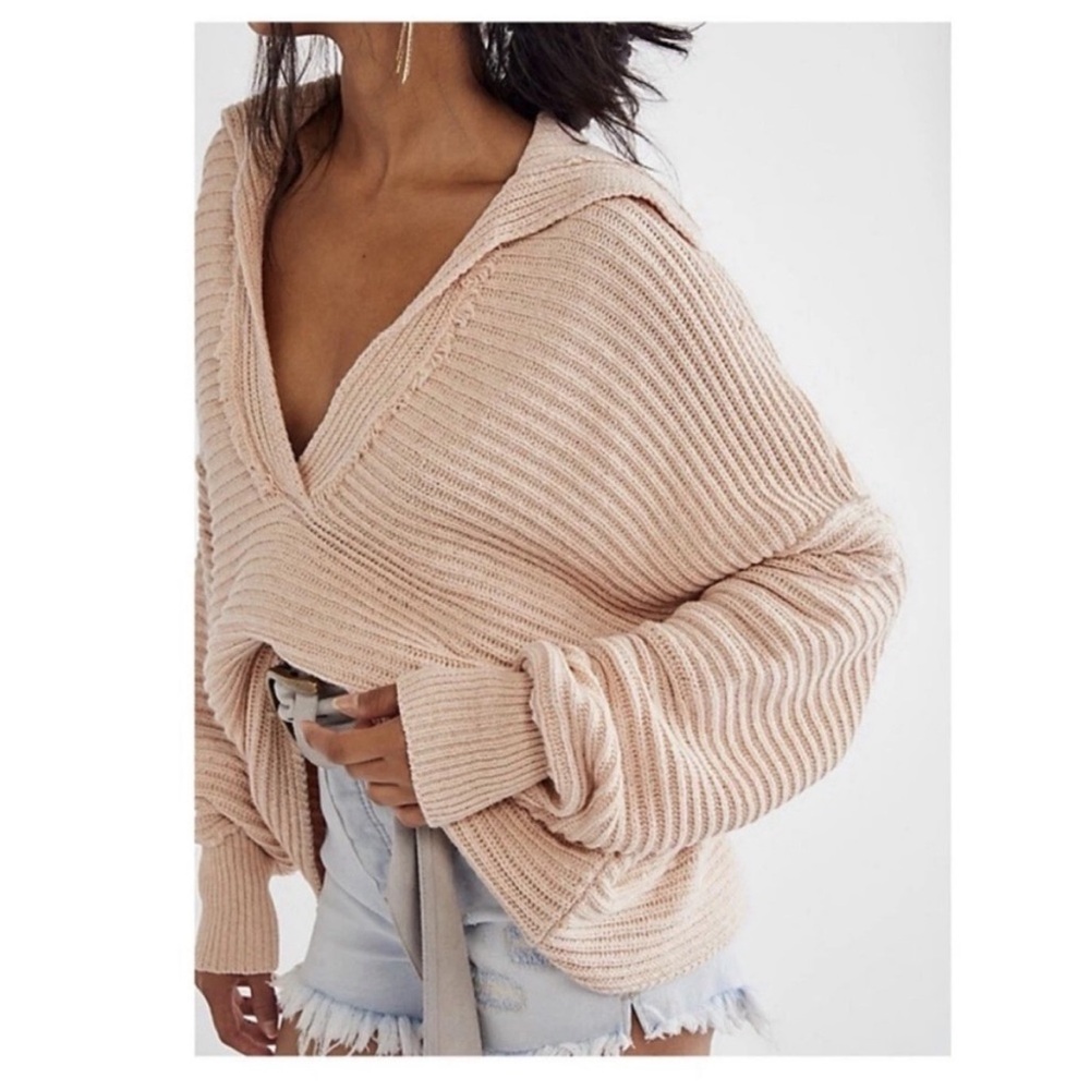 Free People Marlie Pullover Sweater Soft Pink Women’s Small Oversized Rib Knit - Picture 14 of 14